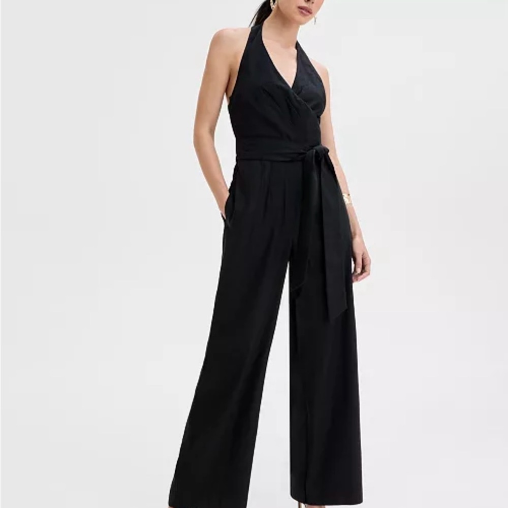 INC International Concepts Black Halter Jumpsuit with Tie Waist